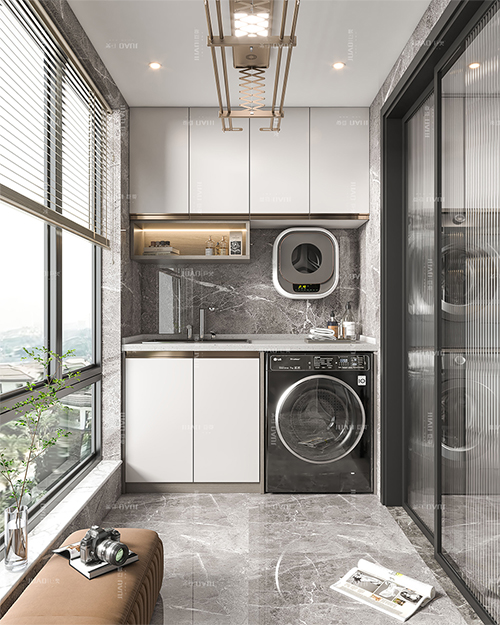 陽臺(tái)洗衣機(jī)柜定制廠家 全鋁蜂窩板柜 高顏值柜體